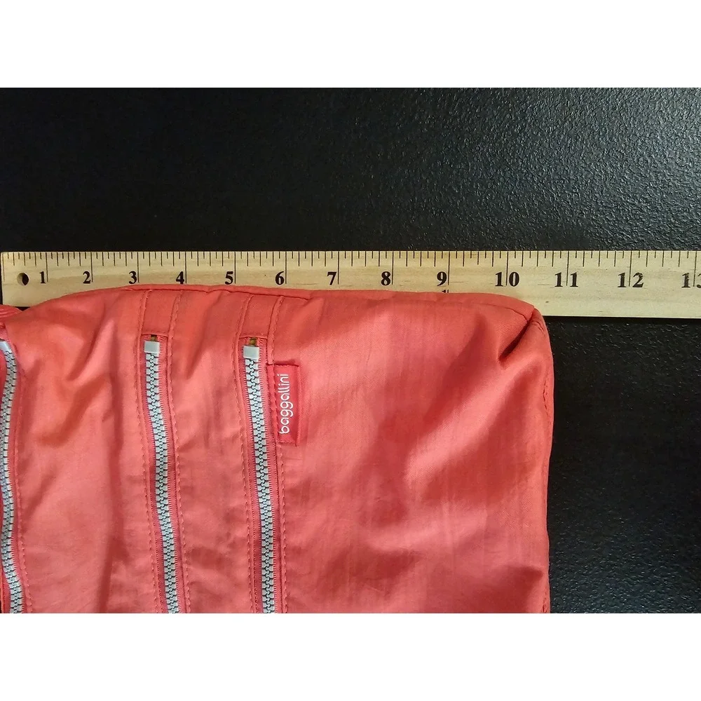 Baggallini RFID Crossbody Bag Coral Pink Triple Zip Nylon Travel Purse #st09